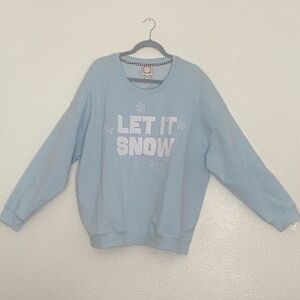 Tru Self Light Blue 'Let It Snow' Retro Women's Sweater. Size 3XL